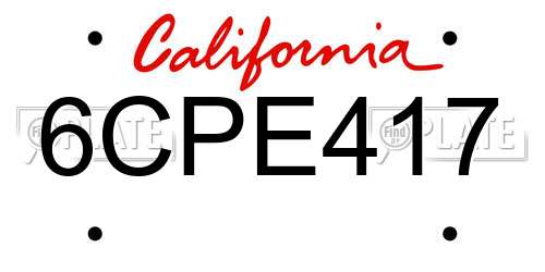 6CPE417 California License Plate