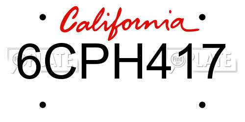 6CPH417 California License Plate