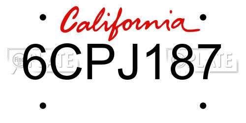 6CPJ187 California License Plate