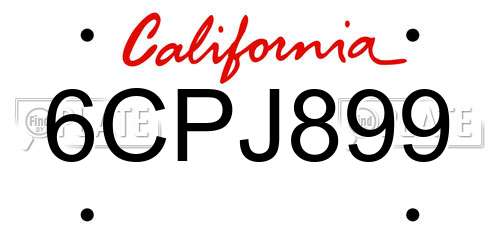 6CPJ899 California License Plate