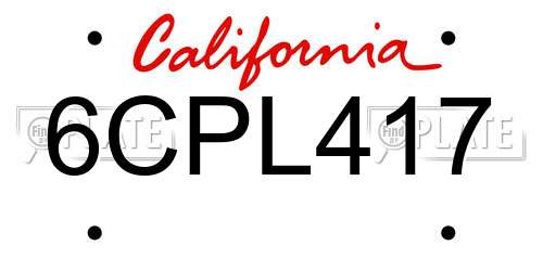 6CPL417 California License Plate