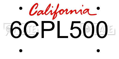 6CPL500 California License Plate