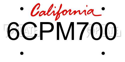 6CPM700 California License Plate