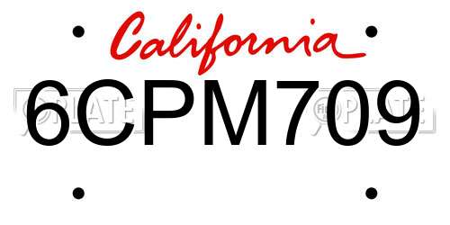 6CPM709 California License Plate
