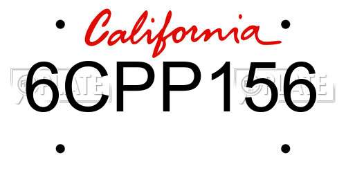6CPP156 California License Plate