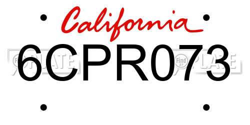 6CPR073 California License Plate