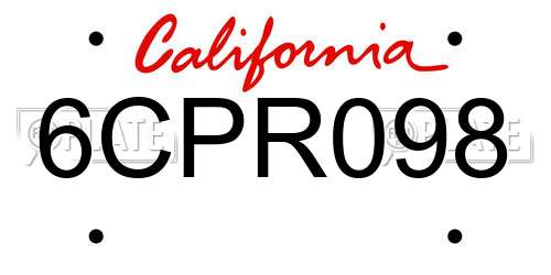 6CPR098 California License Plate