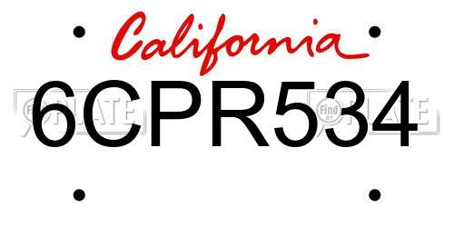 6CPR534 California License Plate