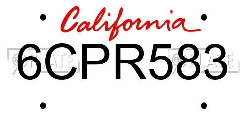 6CPR583 California License Plate