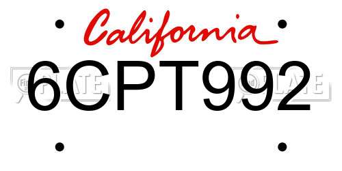 6CPT992 California License Plate