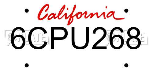 6CPU268 California License Plate