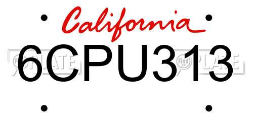 6CPU313 California License Plate