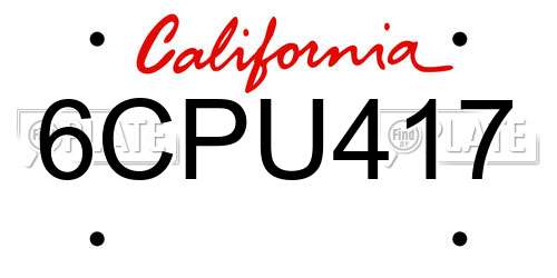 6CPU417 California License Plate
