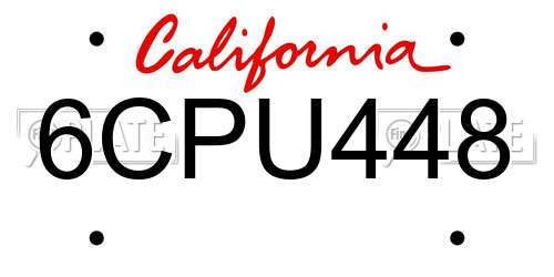 6CPU448 California License Plate