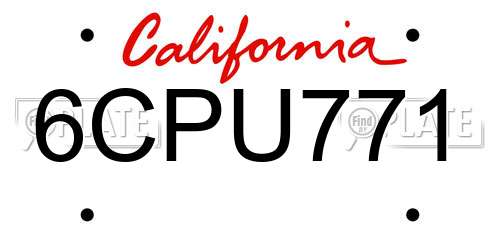 6CPU771 California License Plate