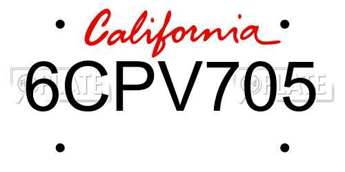 6CPV705 California License Plate