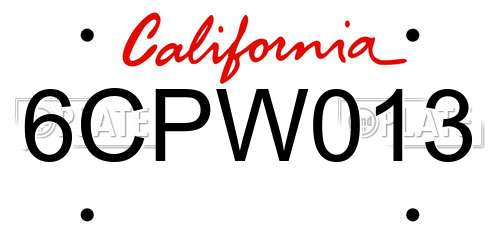 6CPW013 California License Plate