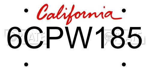 6CPW185 California License Plate