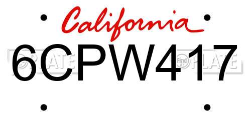 6CPW417 California License Plate