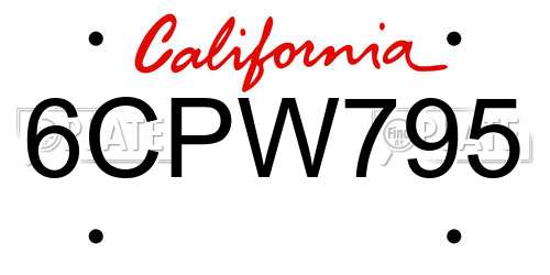 6CPW795 California License Plate