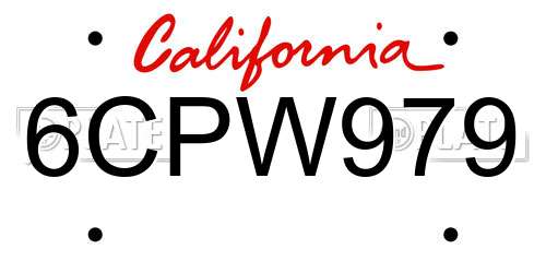 6CPW979 California License Plate