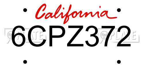 6CPZ372 California License Plate