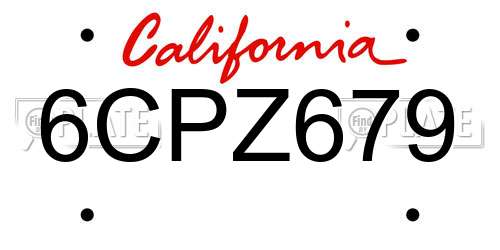 6CPZ679 California License Plate