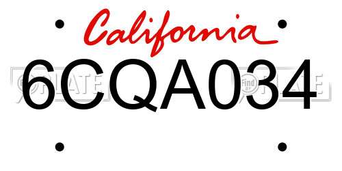 6CQA034 California License Plate