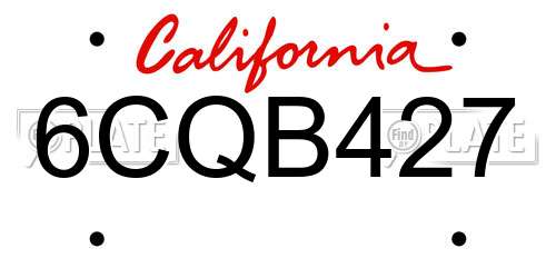 6CQB427 California License Plate
