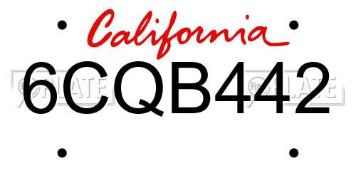 6CQB442 California License Plate