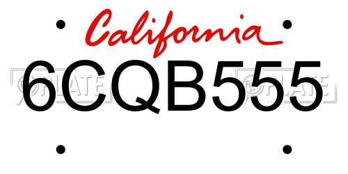 6CQB555 California License Plate