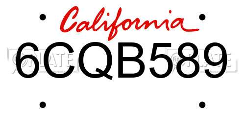 6CQB589 California License Plate