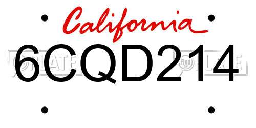 6CQD214 California License Plate