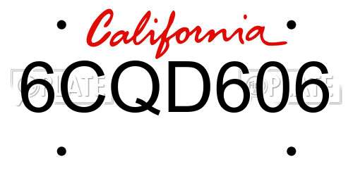 6CQD606 California License Plate