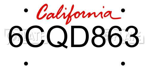 6CQD863 California License Plate