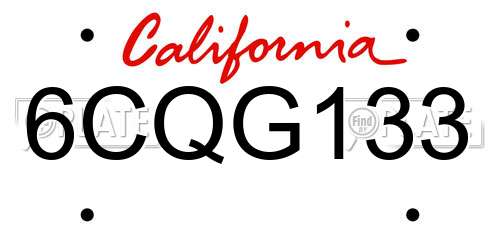 6CQG133 California License Plate
