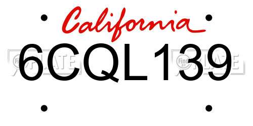 6CQL139 California License Plate