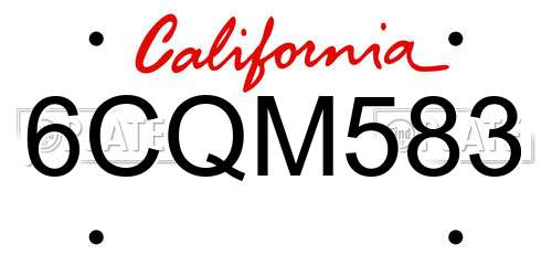 6CQM583 California License Plate