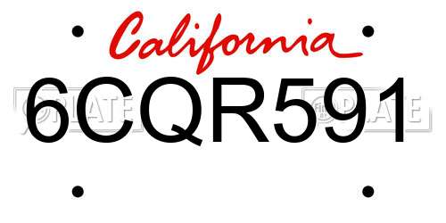 6CQR591 California License Plate