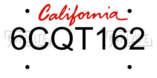 6CQT162 California License Plate