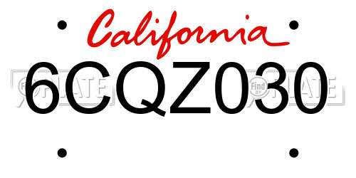 6CQZ030 California License Plate