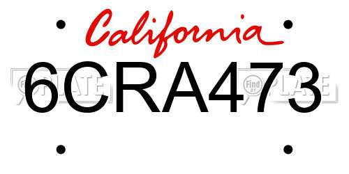 6CRA473 California License Plate