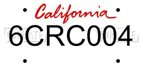 6CRC004 California License Plate