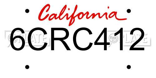 6CRC412 California License Plate