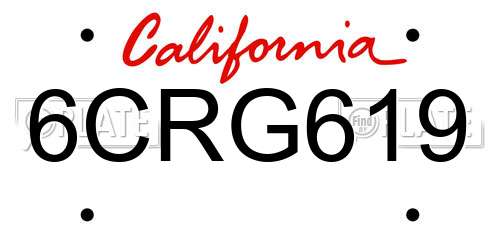 6CRG619 California License Plate