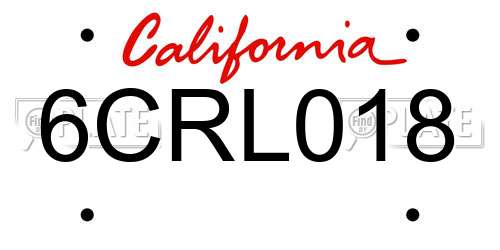 6CRL018 California License Plate