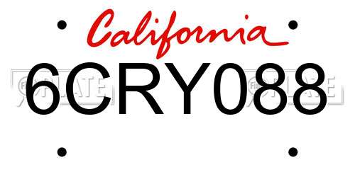6CRY088 California License Plate