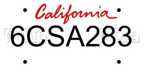 6CSA283 California License Plate