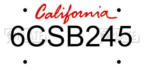 6CSB245 California License Plate