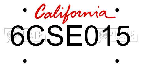 6CSE015 California License Plate